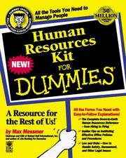 Cover of Human resources kit for dummies by Max Messmer