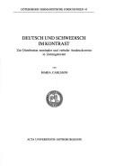 Front cover of Deutsch und Schwedisch im kontrast by Maria Carlsson