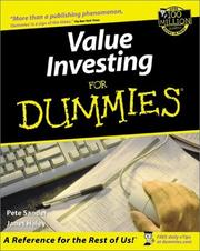 Cover of Value investing for dummies by Peter J. Sander