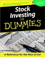Front cover of Stock Investing for Dummies by Paul Mladjenovic