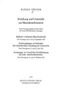 Front cover of Erziehung und Unterricht aus Menschenerkenntnis by Rudolf Steiner