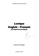 Cover of Lexique anglais-français by Unknown