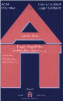 Front cover of Hegels Begriff der politischen Gesinnung. Zutrauen, Patriotismus und Vertrauen by Jun-Ho Won