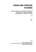Cover of Asian and African Studies, 1990 by Unknown