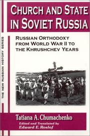 Front cover of Church and state in Soviet Russia by Tatiana A. Chumachenko