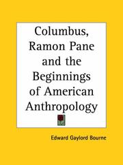 Cover of Columbus, Ramon Pane and the Beginnings of American Anthropology by Edward Gaylord Bourne