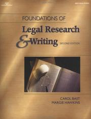 Front cover of Foundations of legal research and writing by Carol M. Bast