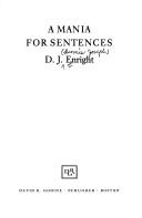 Cover of A mania for sentences by D. J. Enright