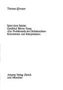 Front cover of Spiel ohne Spieler by Thomas Ehrsam