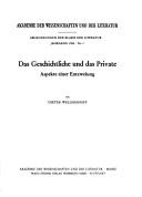 Cover of Das Geschichtliche und das Private by Dieter Wellershoff