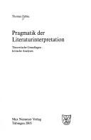 Cover of Pragmatik der Literaturinterpretation by Thomas Zabka