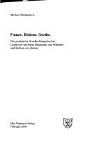 Cover of Frauen. Dichten. Goethe by Markus Wallenborn