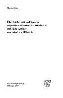 Front cover of Über Sicherheit und Sprache angesichts "Untreue der Weisheit" und "Die Asyle" von Friedrich Hölderlin by Martin Götz