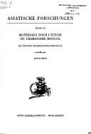 Cover of Les matériaux pour l'étude du chamanisme mongol by Rinchen