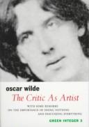 Front cover of The critic as artist by Oscar Wilde