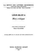Cover of Bloy critique by Pierre Glaudes