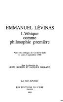 Cover of Emmanuel Lévinas by Jean Greisch