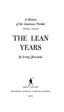Cover of The lean years by Irving Bernstein