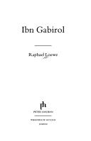 Cover of Ibn Gabirol by Raphael Loewe