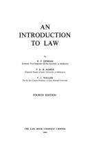 Front cover of An introduction to law by David P. Derham
