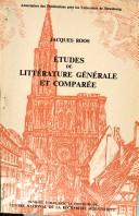 Front cover of Études de littérature générale et comparée by Jacques Roos