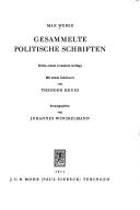 Front cover of Gesammelte politische Schriften by Max Weber