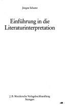 Front cover of Einführung in die Literaturinterpretation by Jürgen Schutte