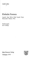 Cover of Einfache Formen by André Jolles