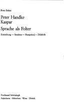 Cover of Peter Handke, Kaspar by Peter Bekes
