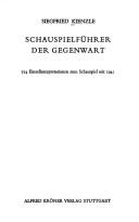 Front cover of Schauspielführer der Gegenwart by Siegfried Kienzle