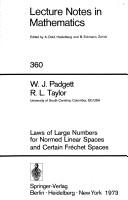 Front cover of Laws of large numbers for normed linear spaces and certain Fréchet spaces by W J. Padgett
