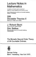 Front cover of The monadic second order theory of all countable ordinals by J Richard Büchi