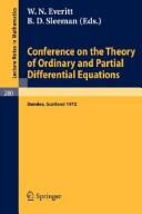 Front cover of Conference on the theory of ordinary and partial differential equations, held in Dundee, Scotland, March 28-31, 1972 by Conference on the Theory of Ordinary and Partial Differential Equations (1972 Dundee)