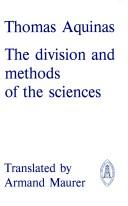 Cover of The division and methods of the sciences by Thomas Aquinas