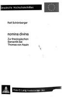 Cover of Nomina divina by Rolf Schönberger