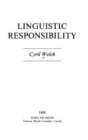 Cover of Linguistic responsibility by Cyril Welch