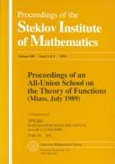 Front cover of Proceedings of an All-Union School on the Theory of Functions (Proceedings of the Steklov Institute of Mathematics) by S. B. Stechkin