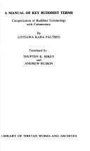 Front cover of A manual of key Buddhist terms by Kaba Dpal-brtsags