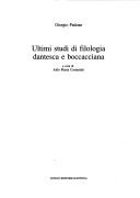 Front cover of Ultimi studi di filologia dantesca e boccacciana by Giorgio Padoan