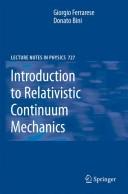 Front cover of Introduction to relativistic continuum mechanics by Giorgio Ferrarese