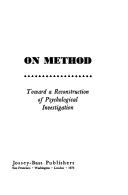 Cover of On method by David Bakan