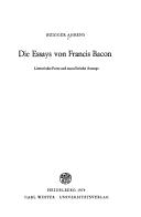 Front cover of Die Essays von Francis Bacon by Rüdiger Ahrens