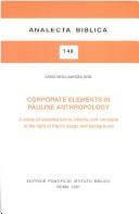 Front cover of Corporate elements in Pauline anthropology by Sang-Won Son