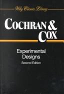 Cover of Experimental designs by William G. Cochran