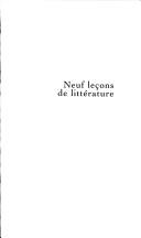 Front cover of Neuf leçons de littérature by Michel Butor