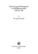 Front cover of Finanzierung und Management von Wohlfahrtsanstalten, 1920 bis 1936 by Peter Hammerschmidt