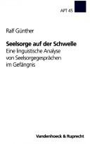 Front cover of Seelsorge auf der Schwelle by Ralf Günther
