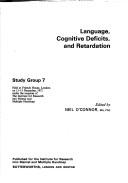 Cover of Language, cognitive deficits, and retardation by Neil O'Connor