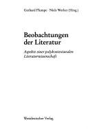 Front cover of Beobachtungen der Literatur by Gerhard Plumpe