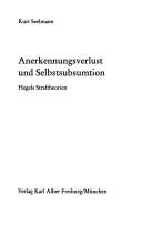 Front cover of Anerkennungsverlust und Selbstsubsumtion by Seelmann, Kurt Prof. Dr.